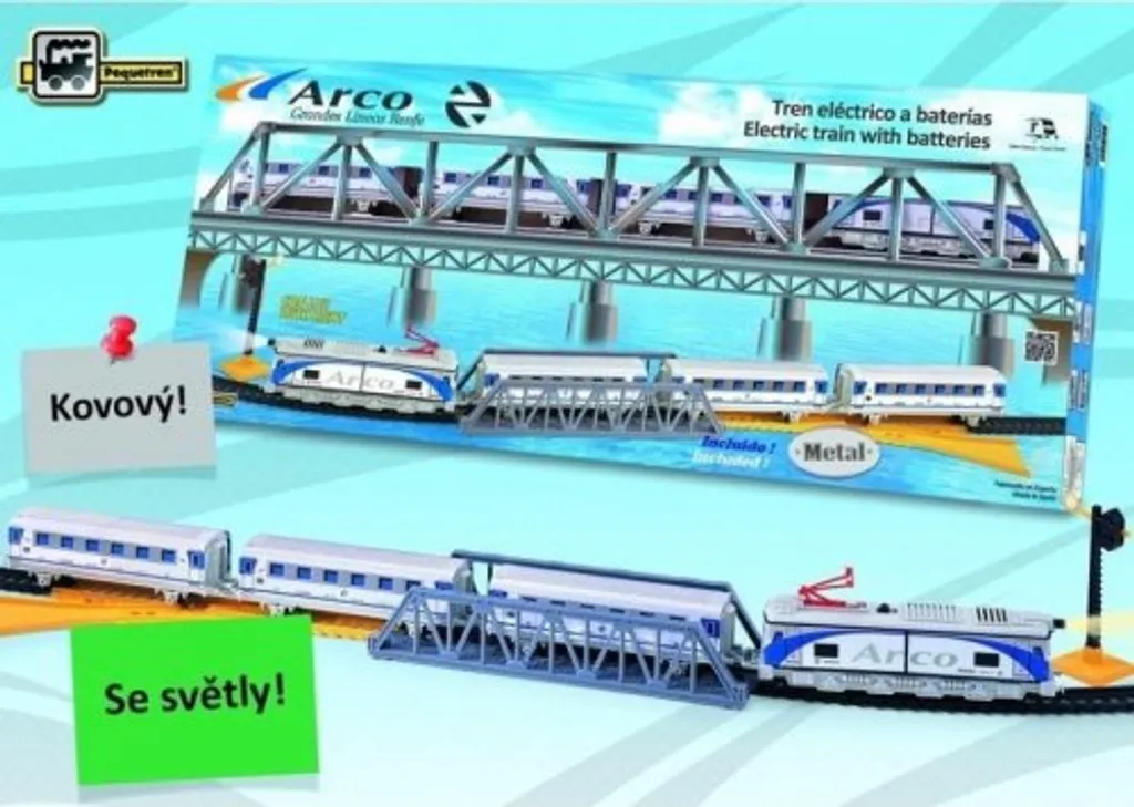 Train Renfe Arco Pequetren gris avec pont modulable pour enfants