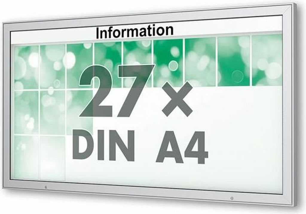 Wetterfester Schaukasten PLENUM 65 E, von 6× bis 27x DIN A4, 65 mm Tiefe 27 × DIN A4