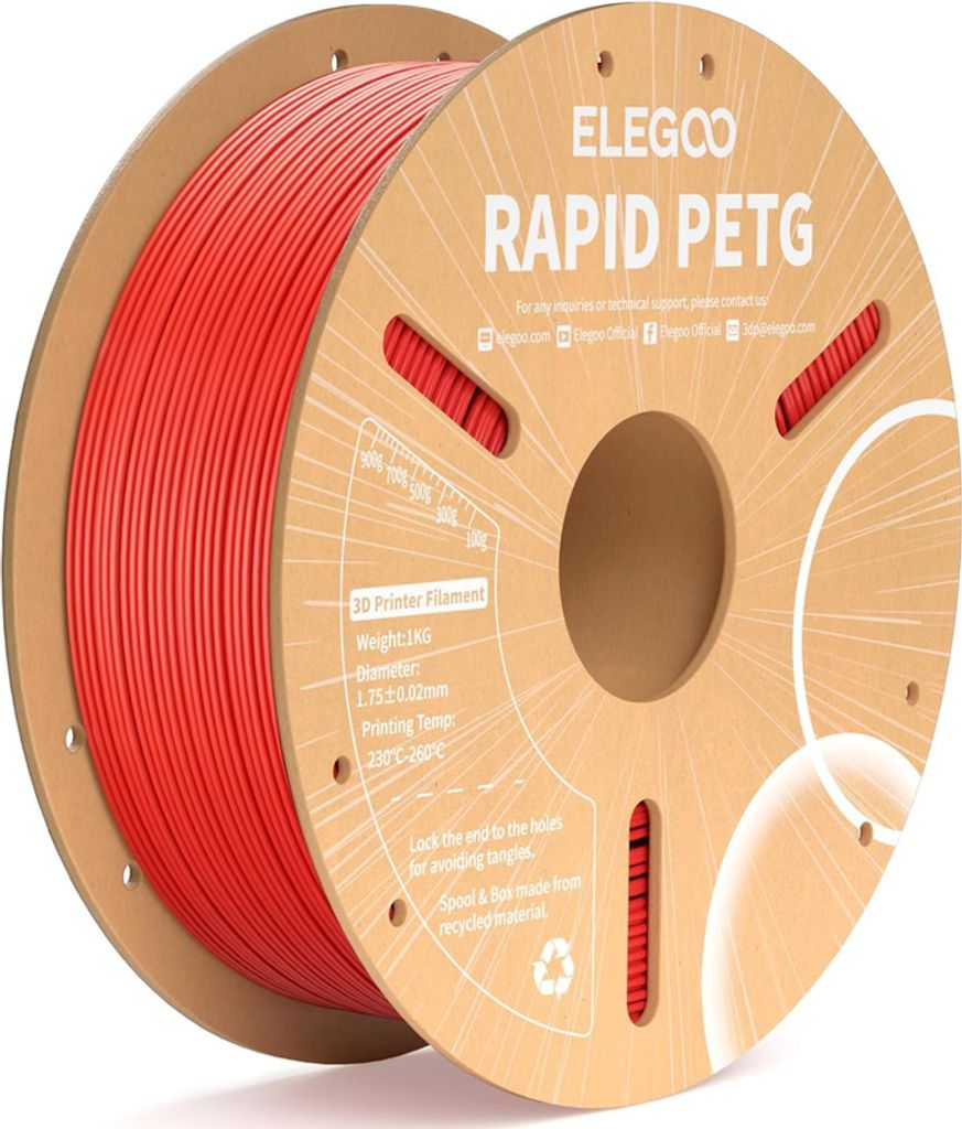 ELEGOO RAPID PETG -1.75mm-1KG-Cardboard Spool-Red