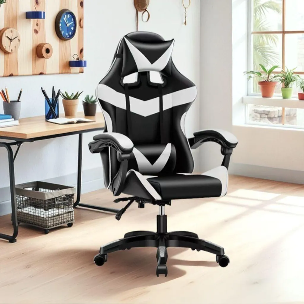 Poltrona Gaming colore nero bianco PVC – Comfort e Design
