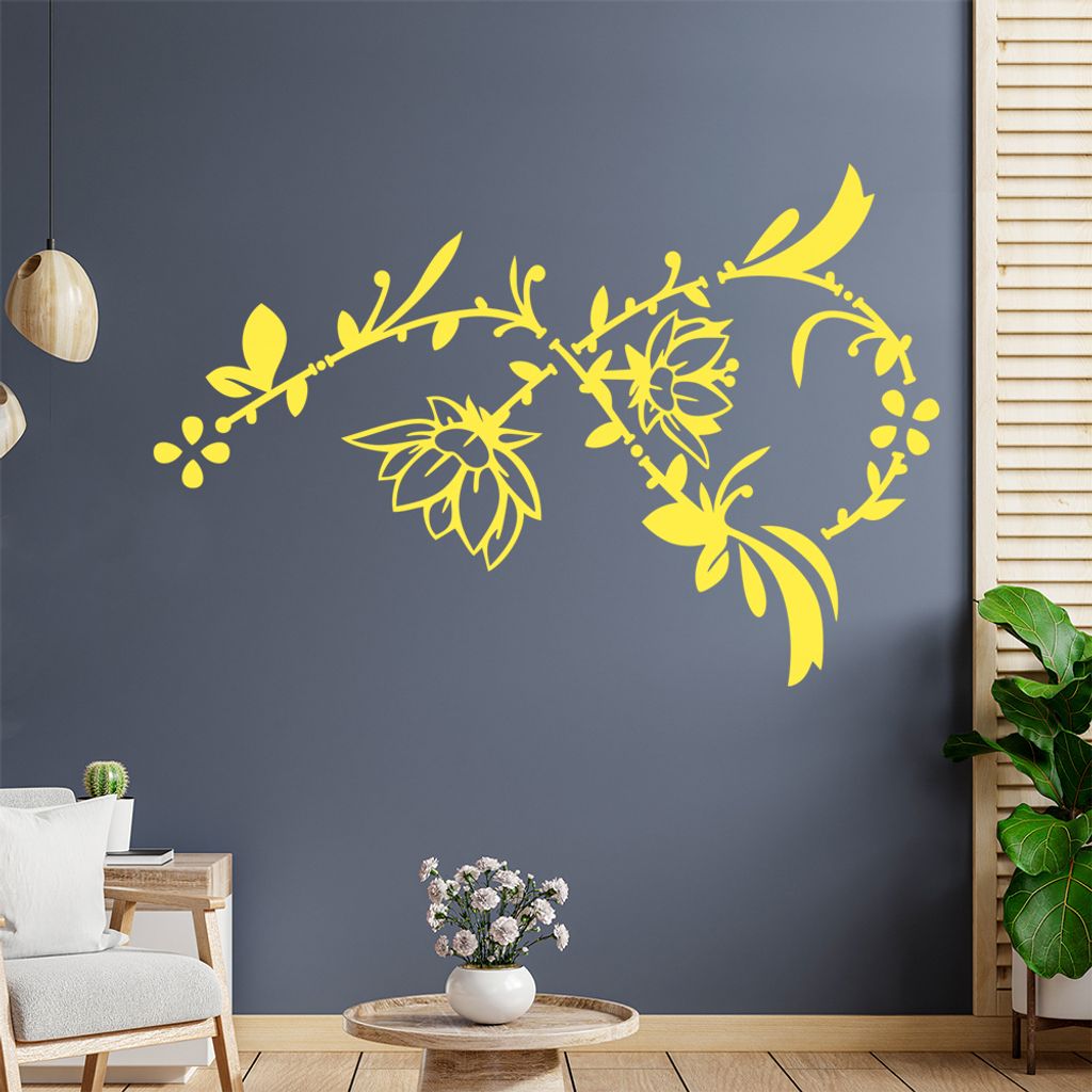 Blume - Ranken Wandtattoo in 6 Größen - Wandaufkleber Wall Sticker - Dekoration, Küche, Wohnzimmer, Schlafzimmer, Badezimmer