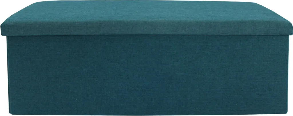 Rebecca Mobili Pouf de Rangement en Fibre de Bois et Tissu Turquoise