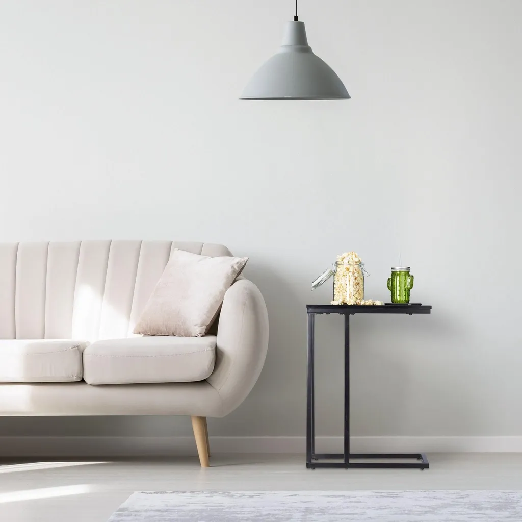 Table d'appoint noire en métal design industriel bout de canapé chic - 4