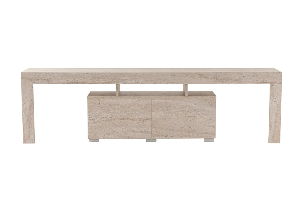 Grand Meuble TV 180 cm en Travertin pour Salon Moderne - Skye Decor
