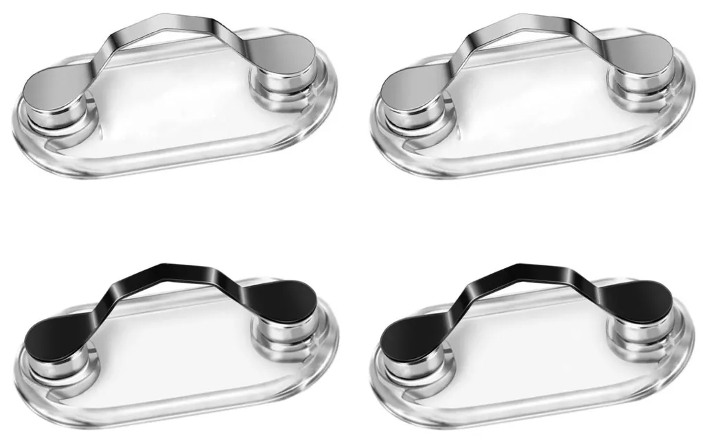 Clip magnétique pour lunettes et porte-badge portable en métal brossé