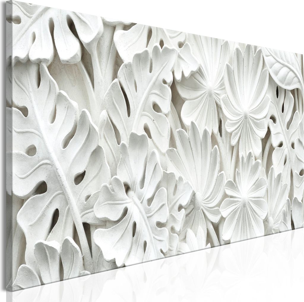 Vlies Leinwandbild - Alabaster Garden (1 Part) Narrow 135x45 cm Blätter f-B-0314-b-a