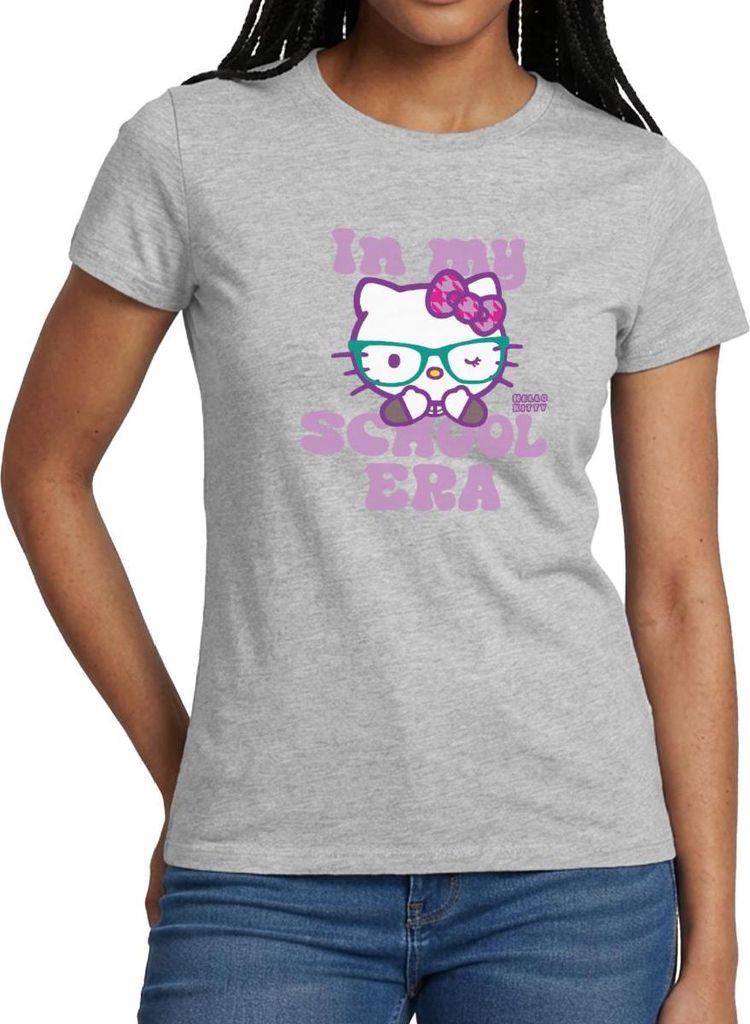 Spreadshirt Hello Kitty Schulkind In My School Era Frauen T-Shirt, S, Grau meliert