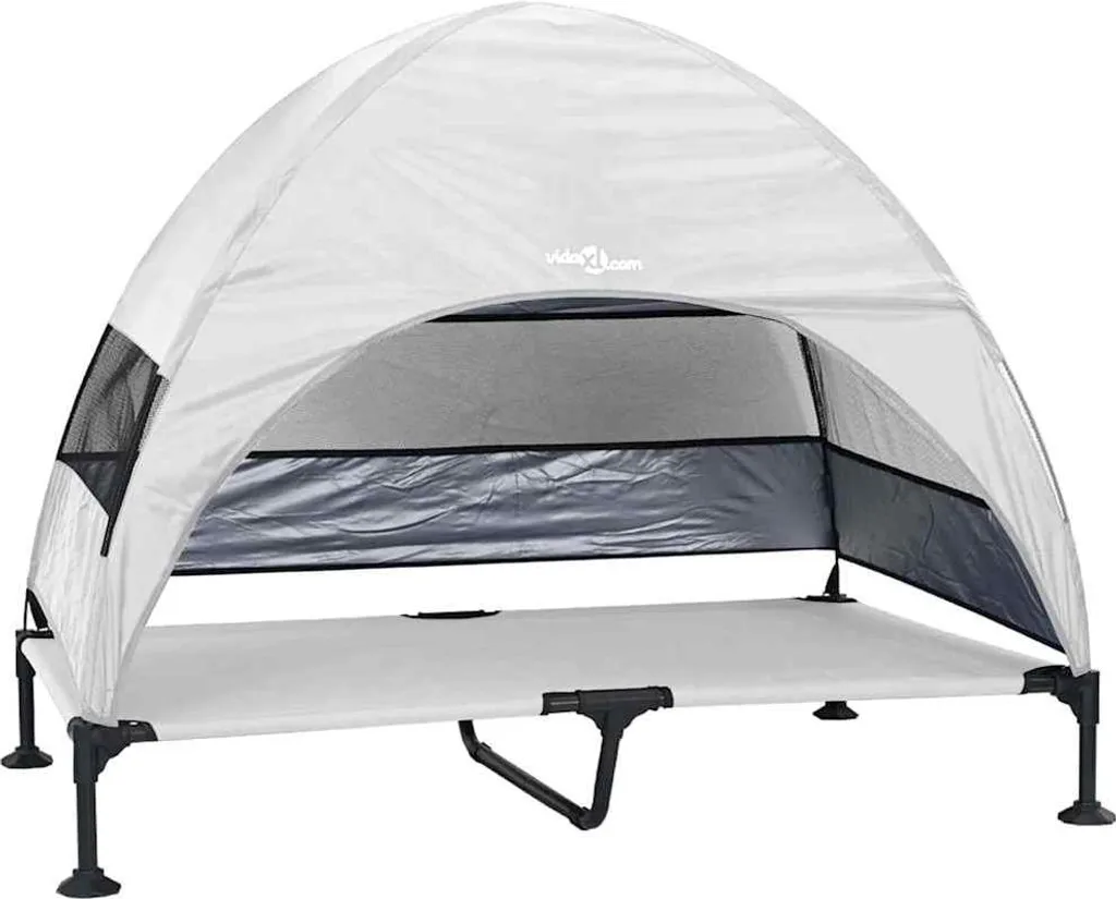 vidaXL Cuccia per cani rialzata grigio argento 127 x 81 x 108 cm