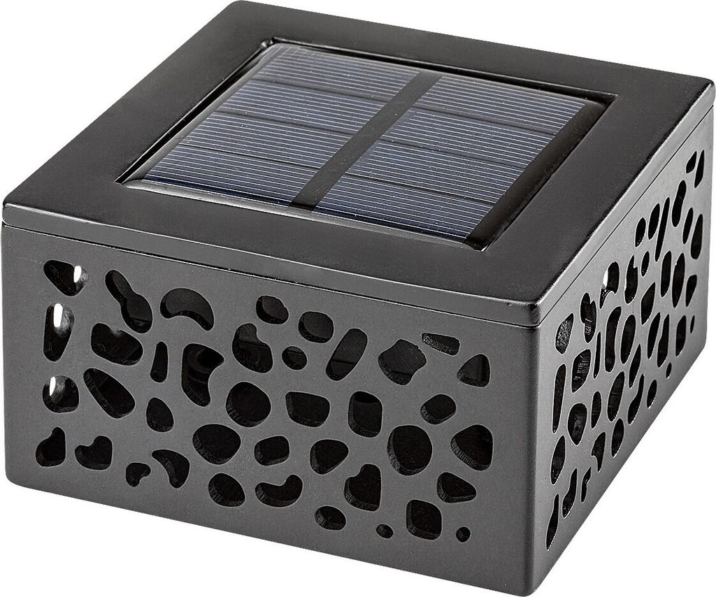 Rabalux 7032 Solarleuchte Medulin, 0,5W, 3000K, 8lm, schwarz-grau-weiß, quadratisch, warmweiß, 8,5cm