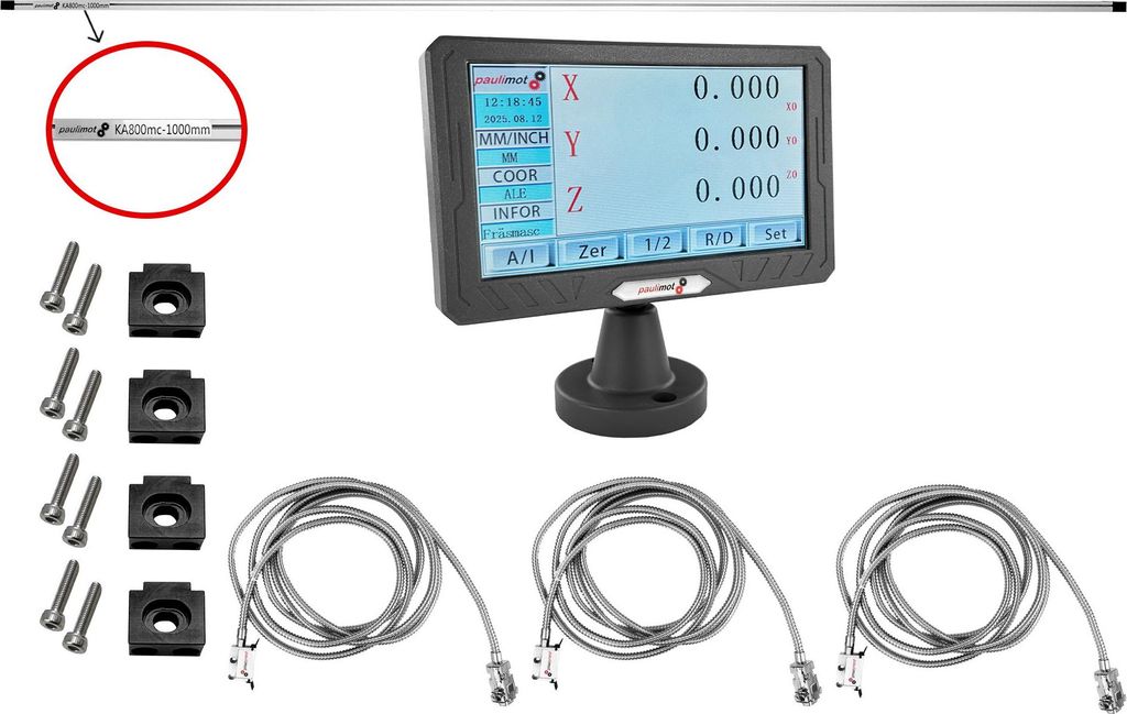 PAULIMOT 4-Achsen Magnetband-Messsystem-Set mit LCD-Touchscreen für F205-V