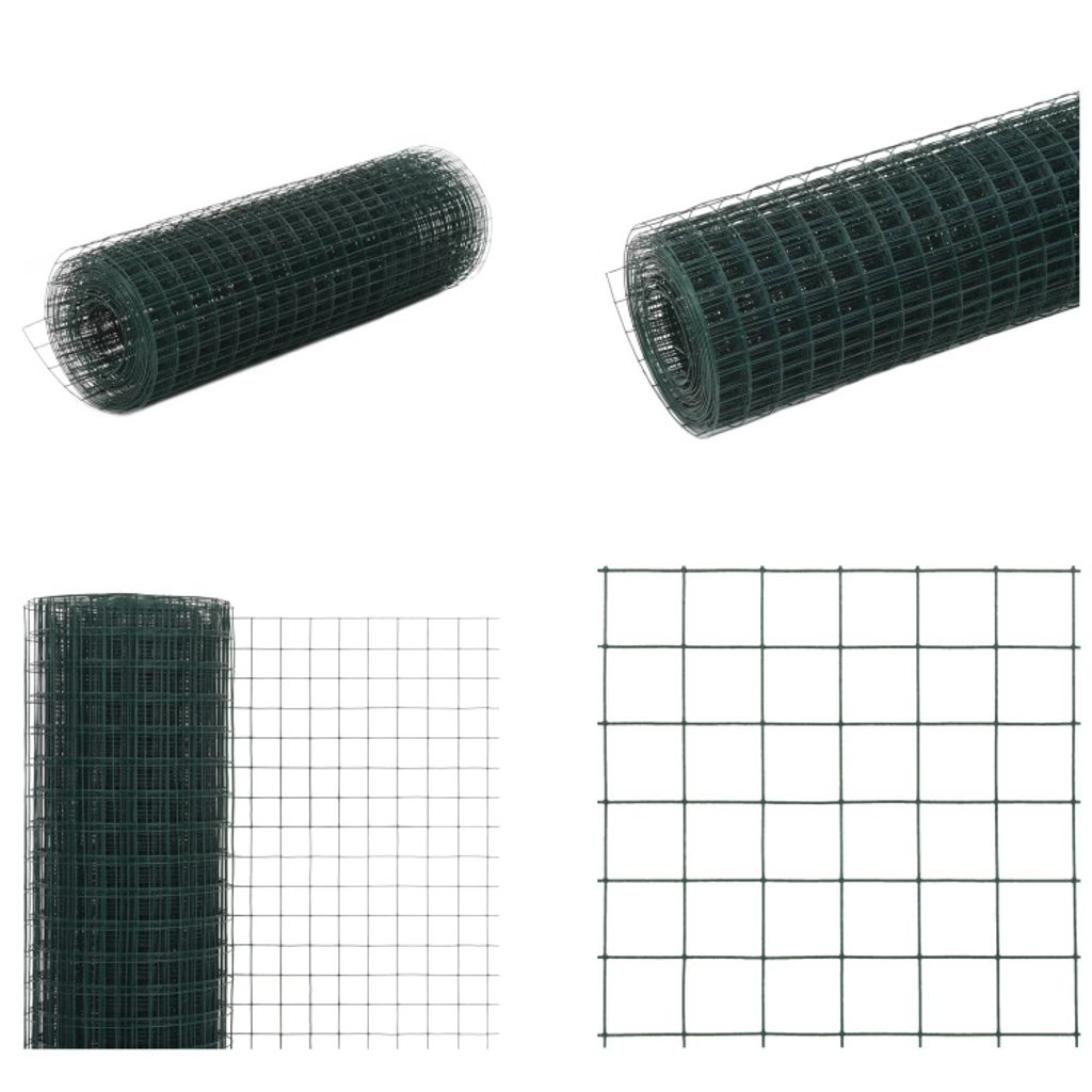 vidaXL Drahtzaun Stahl mit PVC Beschichtung 25x0,5 m Grün - Draht Zaun - Draht Zaun - Maschendraht - Maschendrähte