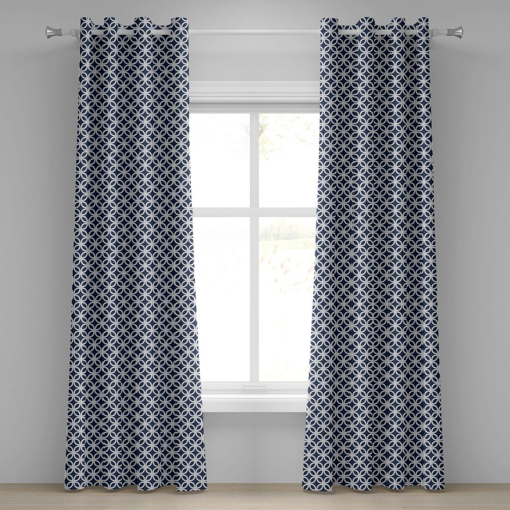 ABAKUHAUS Marine Ösenvorhang, Woven Marine Life inspiriert Seile in quadratischen Formen Geoemtric Grid Kunstdruck, Dekorative 2-Panel-Fenstervorh...