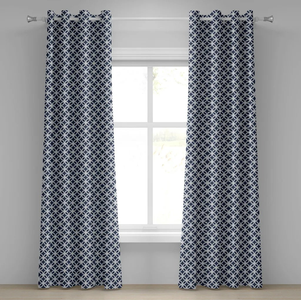 ABAKUHAUS Rideau à œillets marine avec motif cordages 280x175 cm