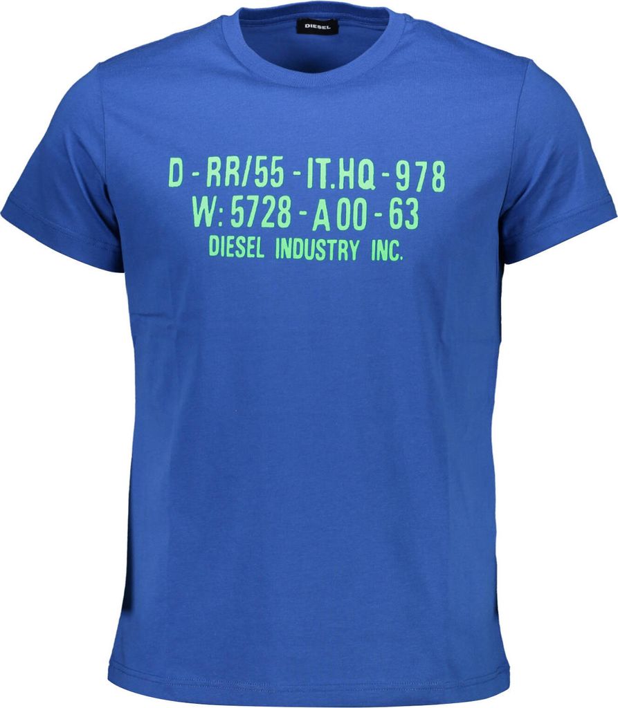 Blaues Kurzarm Herren T-Shirt mit Rundhals und Logo-Druck Produktbild 
