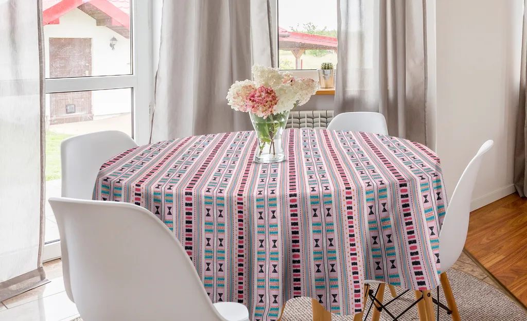 Tovaglia Antimacchia Rotonda 150 cm ABAKUHAUS Rosa Kente Lavabile