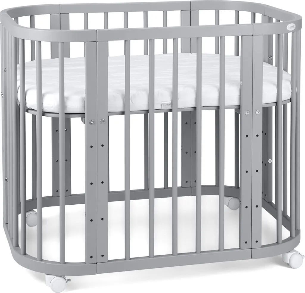Lit Bébé Évolutif Waldin 5 en 1 : La Solution Gain de Place en Bois Gris