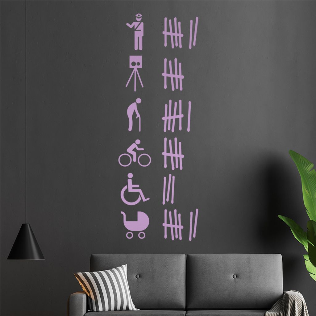 KIWISTAR Opferliste - Polizei Rentner Rad Kind Wandtattoo in 6 Größen - Wandaufkleber Wall Sticker - Dekoration, Küche, Wohnzimmer, Schlafzimmer...