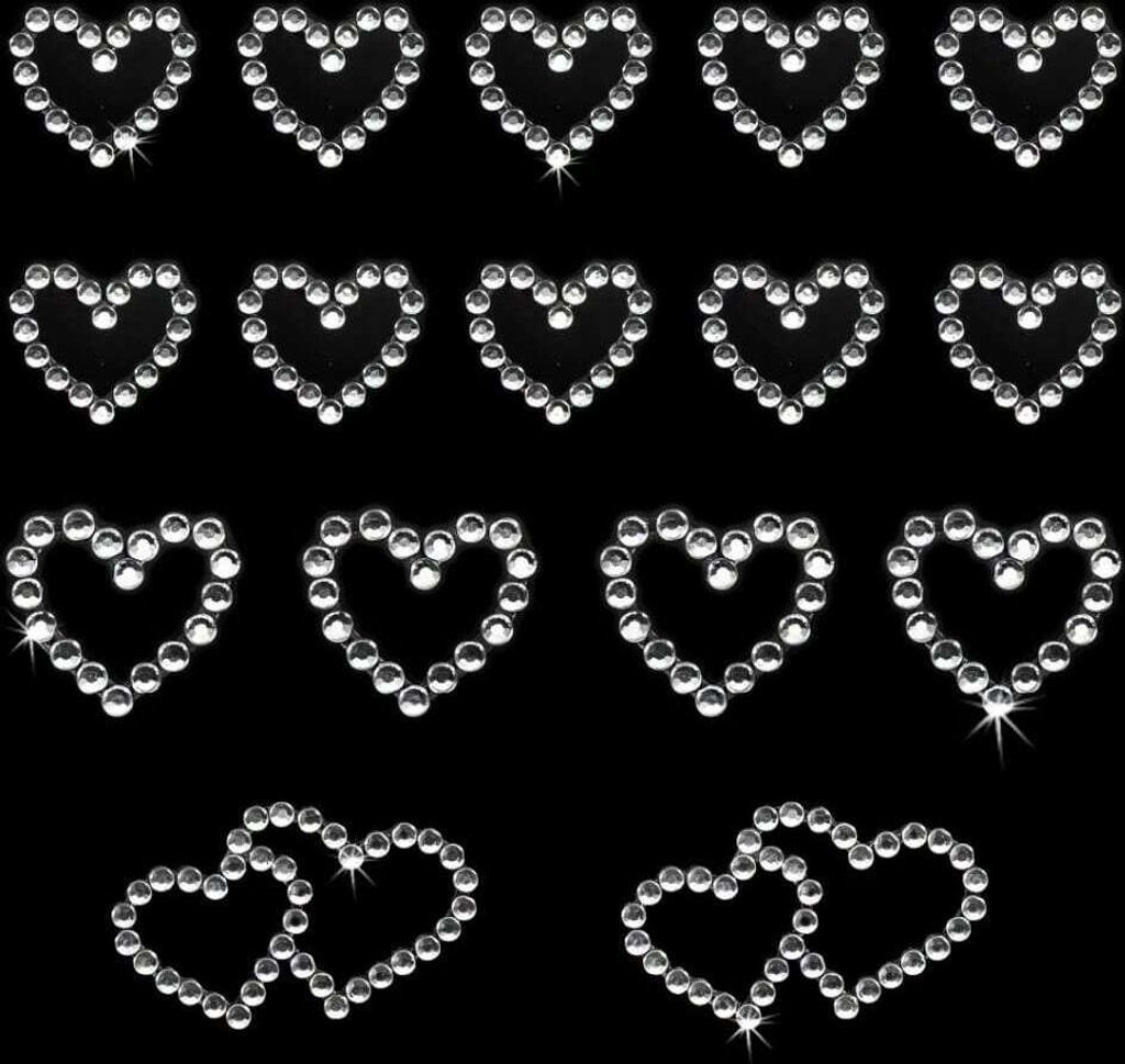 Oblique Unique 16 Herz Sticker Strass Steine Aufkleber Hochzeit Deko - silber