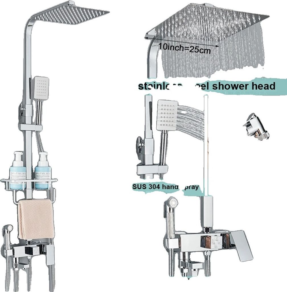 Duscharmatur-Set, stilvolles Design, langlebige Messingkonstruktion, chrome 4-10