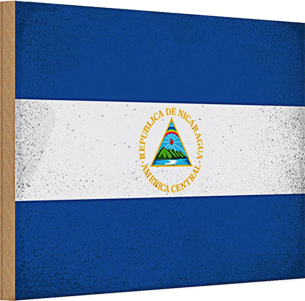 Holzschild Flagge Nicaragua 30x20cm Flag Nicaragua Vintage