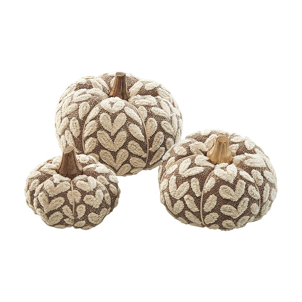 Kobolo Dekokürbis aus Textil Set aus 3 Größen beige - Dekoration Dekoobjekt Deko Kürbisse Herbstdeko Kürbisse Herbst Dekoration Dekoobjekt Tis...