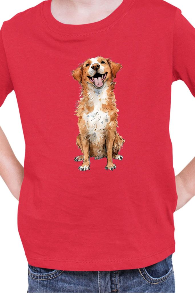 Kinder T-Shirt Funny Dogs Breeds Novia Scotia Duck Tolling Retriever Dog Breed, 5-6 Jahr - 116 / Rot
