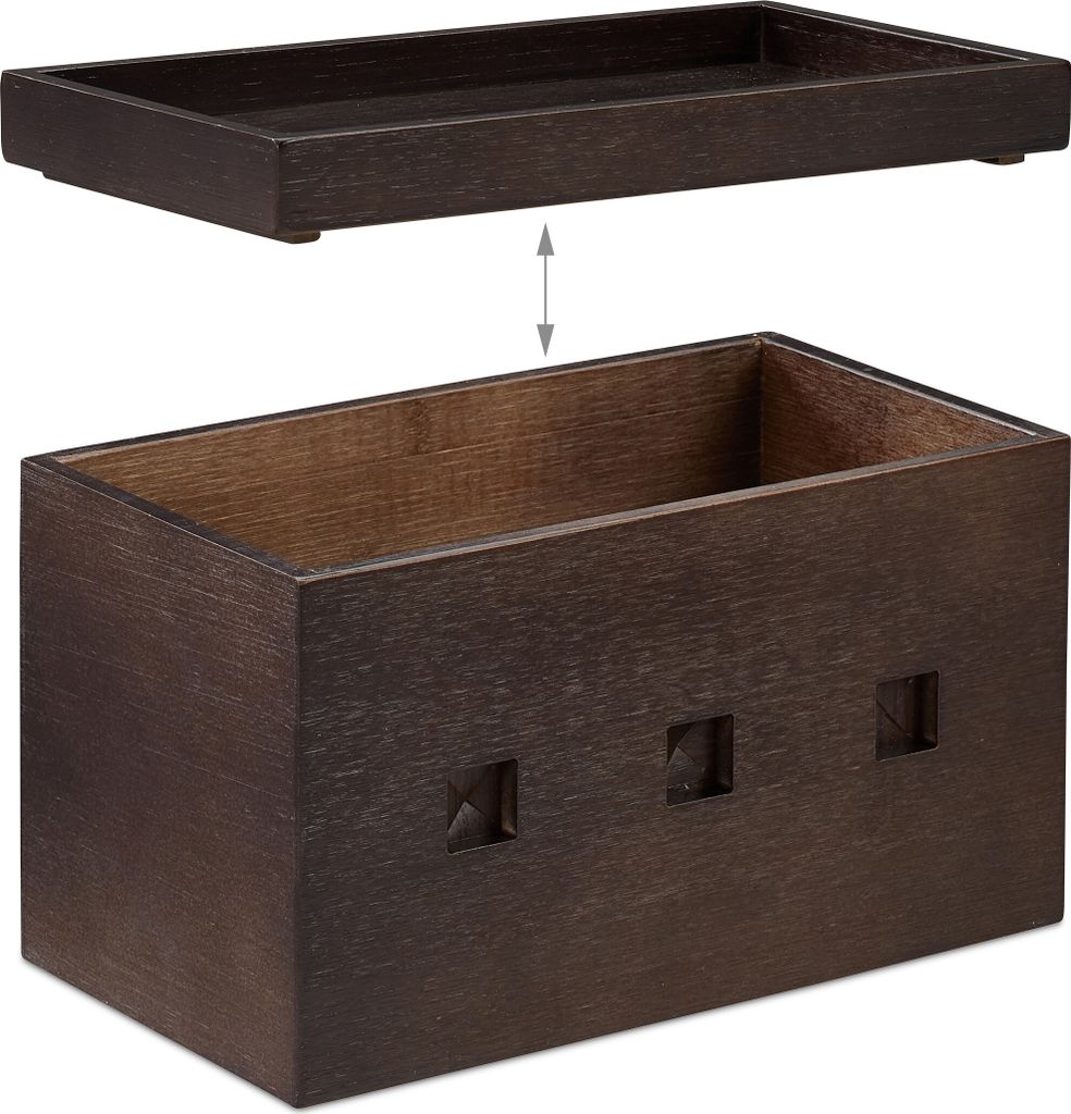relaxdays Kabelbox Bambus dunkelbraun Produktbild 6