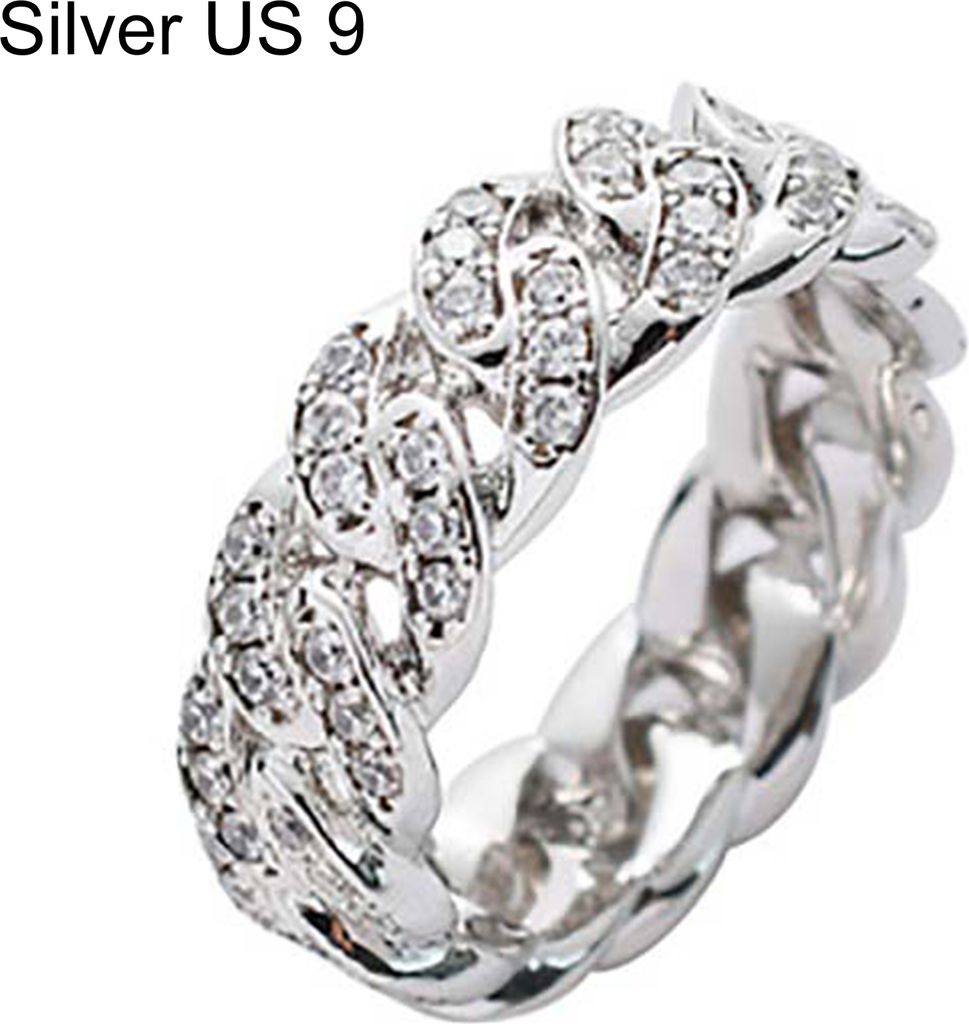 Mode Twisted Ring Kreativer Schmuck Ring Zirkonia Legierung Fingerring als Geschenk-Silber,US 9