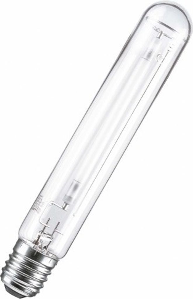 A clear studio shot of a fluorescent light bulb.