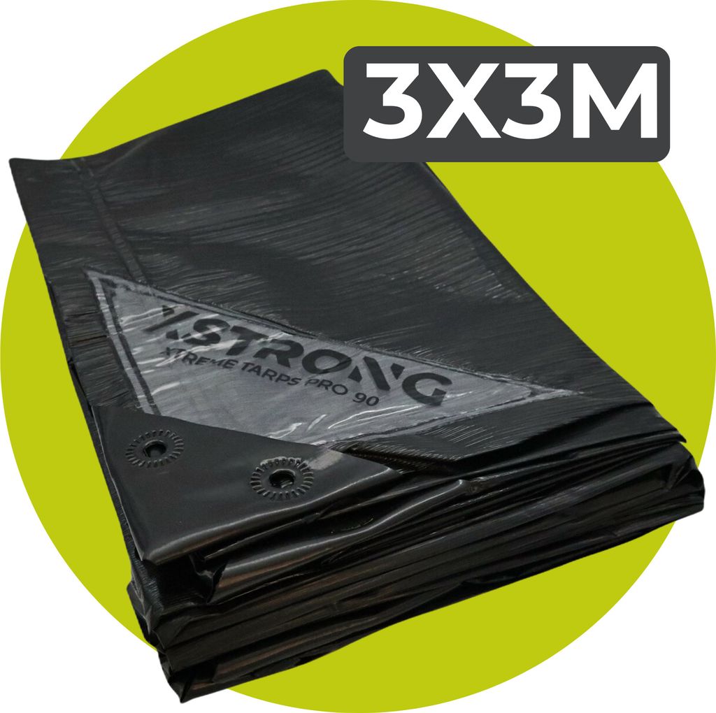 Xstrong Home 90 Abdeckplane 3x3 Schwarz Wasserdicht Super Stark mit Ösen
