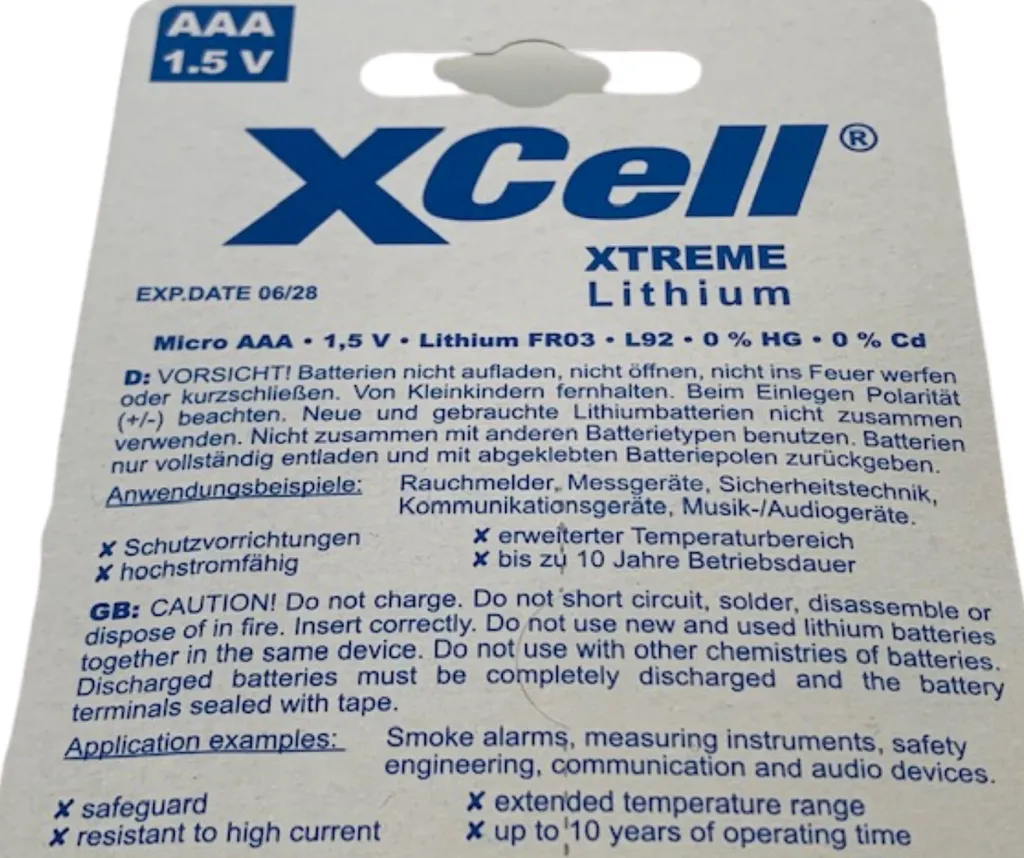 20 Piles Lithium AAA XCell XTREME Micro FR03 L92 Haute Performance - 8