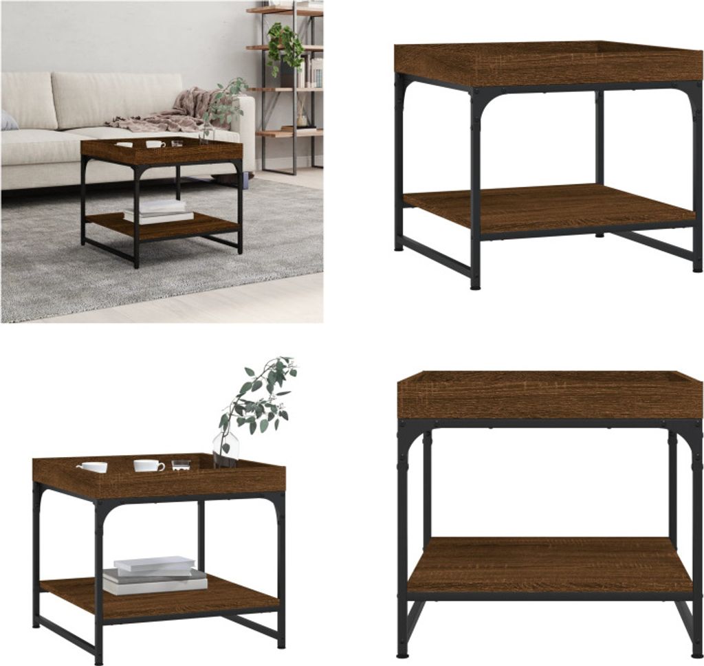 vidaXL Couchtisch Braun Eichen Optik 49,5x49,5x45 cm Holzwerkstoff - Couchtisch - Couchtische - Beistelltisch - Sofatisch