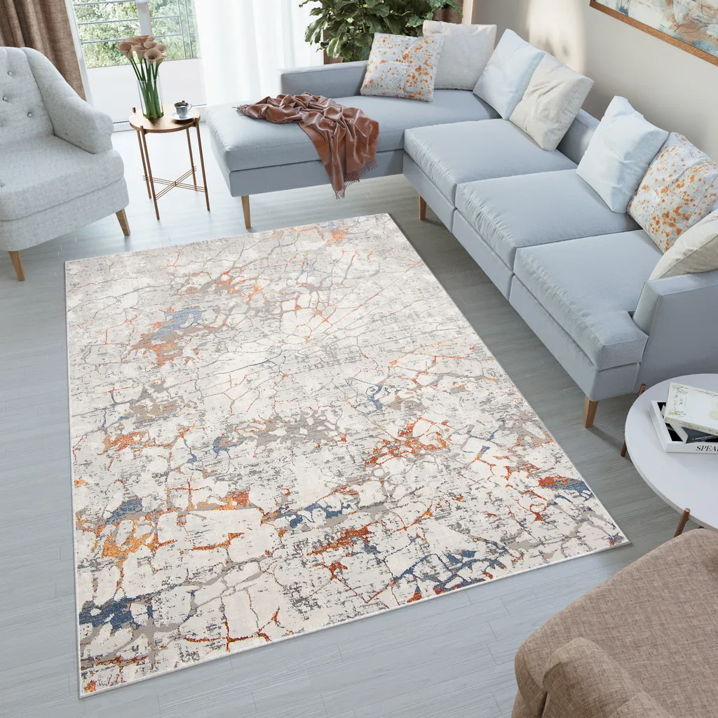 Tapis Design Gris Coloré Oekotex 120x170 cm - Style Vintage et Moderne