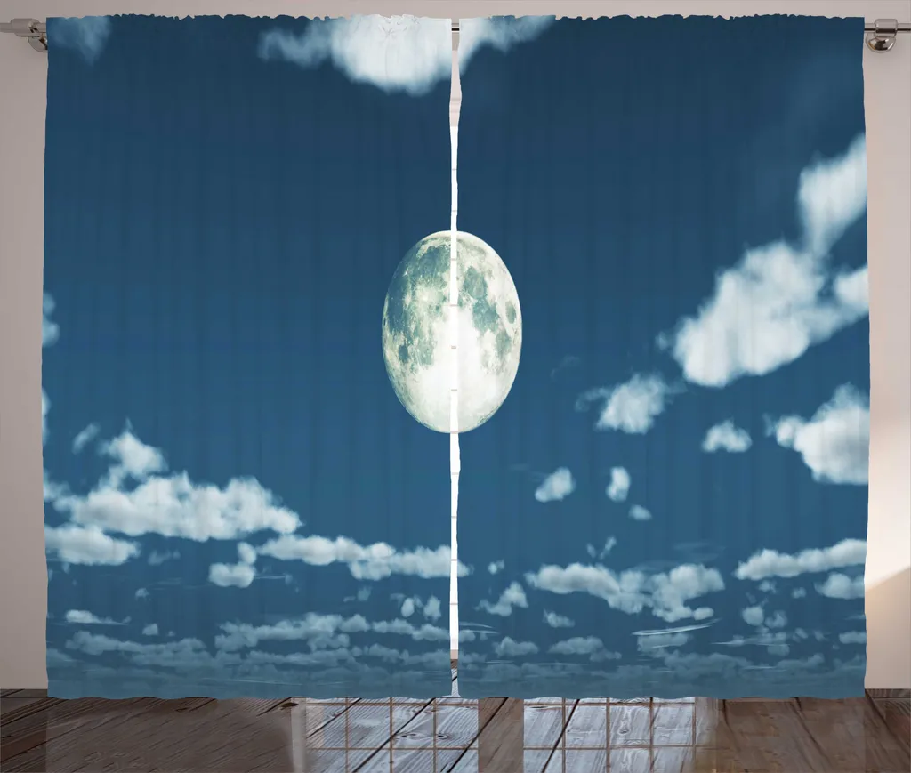 Rideau à Fronces Motif Nuages pour Chambre à Coucher 280x225 cm Bleu