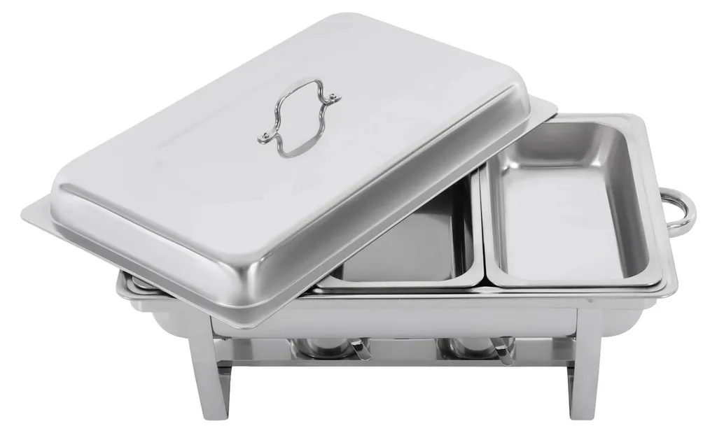 Set à fondue design pliable trois compartiments gris clair compact