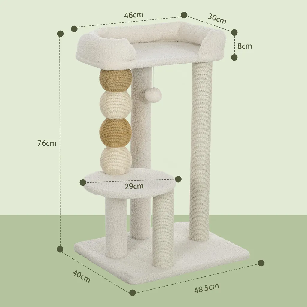 Arbre à chat interactif avec niche douillette et poteaux à griffer - 3