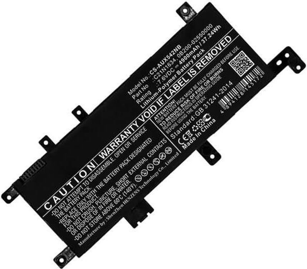 Akku für Asus R542UA-DM422T Li-Pol 7,6 Volt 4900 mAh schwarz.