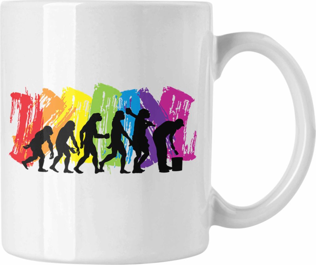 Trendation - Maler Job Tasse Geschenk Männer Evolution Lustig Anstreicher Malermeister Lackierer (Weiß)