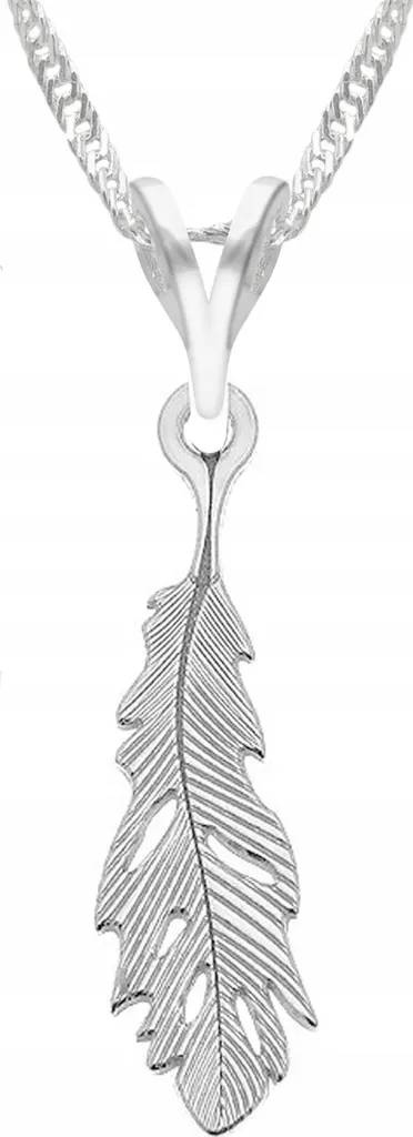 Collana lunga con ciondolo a forma di piuma in argento per donna