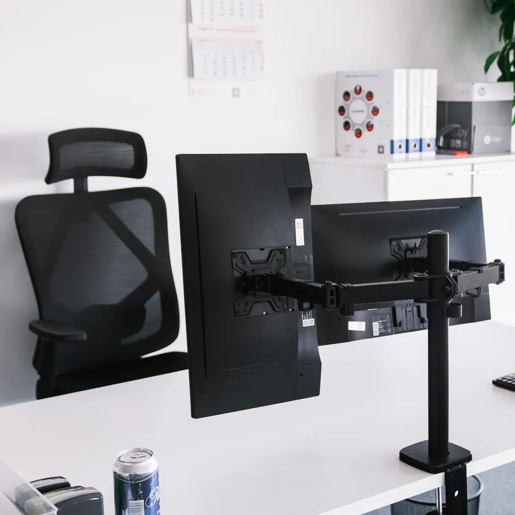 Libérez votre bureau : Support moniteur 2 bras noir pour PC et Mac - 15