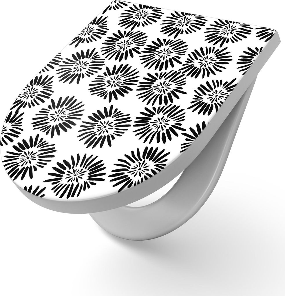 DEQORI WC-Sitz Duroplast 36,4x45,4 cm 'Florale Explosionen' Toilettensitz WC-Brille