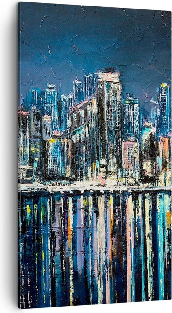Bild auf Leinwand - Leinwandbild - Stadt Aussicht Wasser - 45x80cm - Wand Bild - Wanddeko - Leinwanddruck - Bilder - Kunstdruck - Wanddekoration - ...