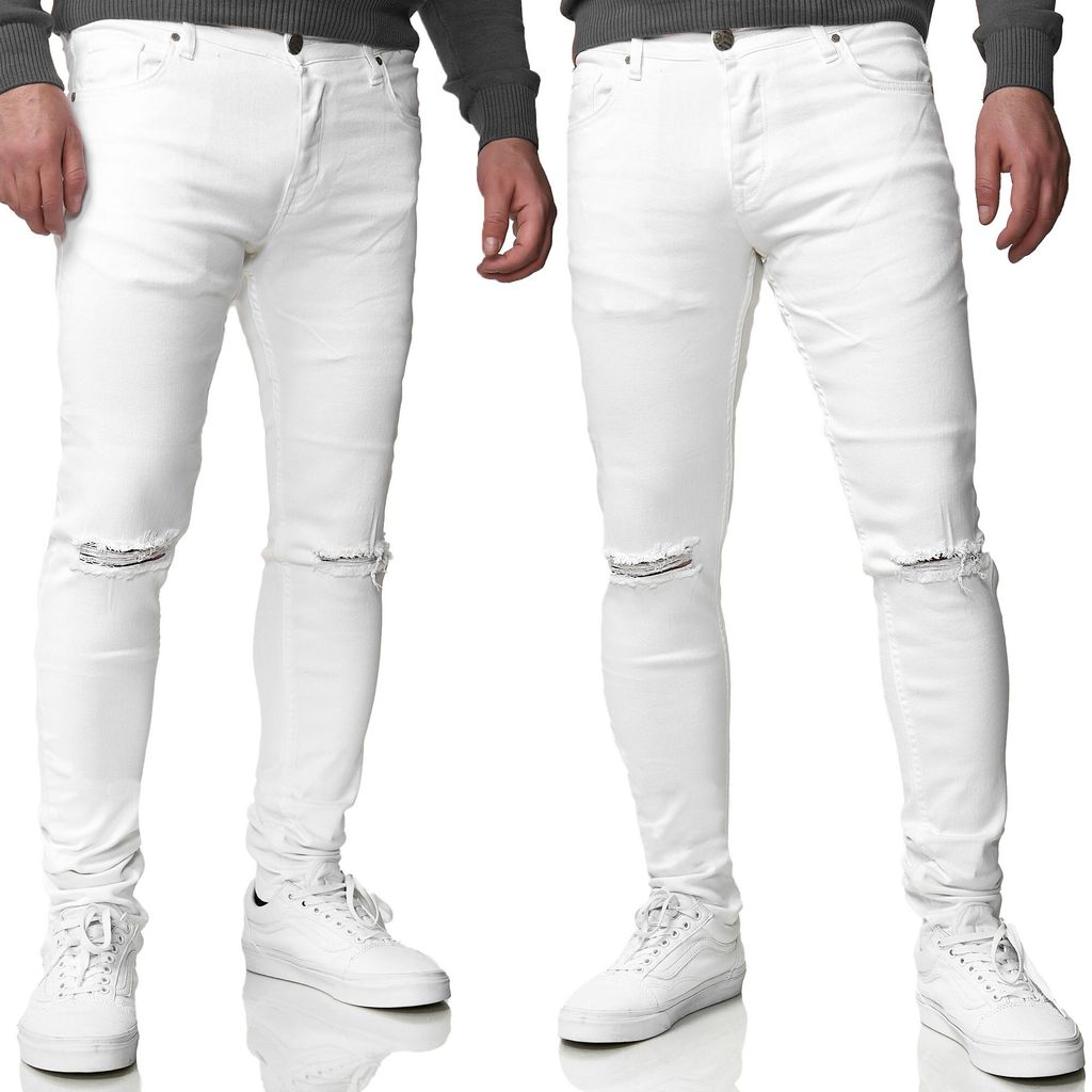 Tazzio Herren Jeans Skinny Fit im Destroyed Look A100 Weiß 38