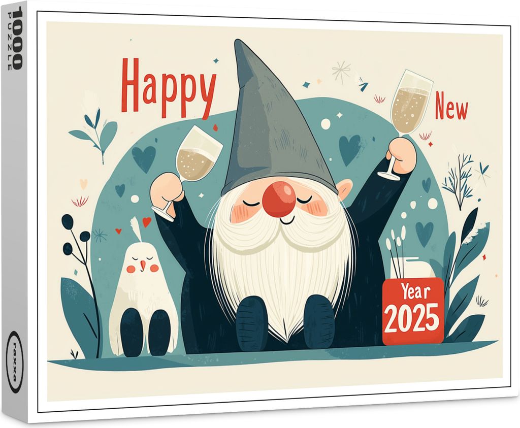 raxxa Premium-Puzzle "Zwerg Gandalf startet entspannt ins das neue Jahr 2025", 1000 Teile