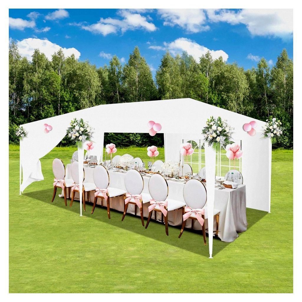 Pavillon 3x6 mit Fenstern und abnehmbaren Seitenwänden, Partyzelt 3x6 mit UV-Schutz für Garten, Hochzeit und kommerzielle Aktivitäten, inkl. Her...