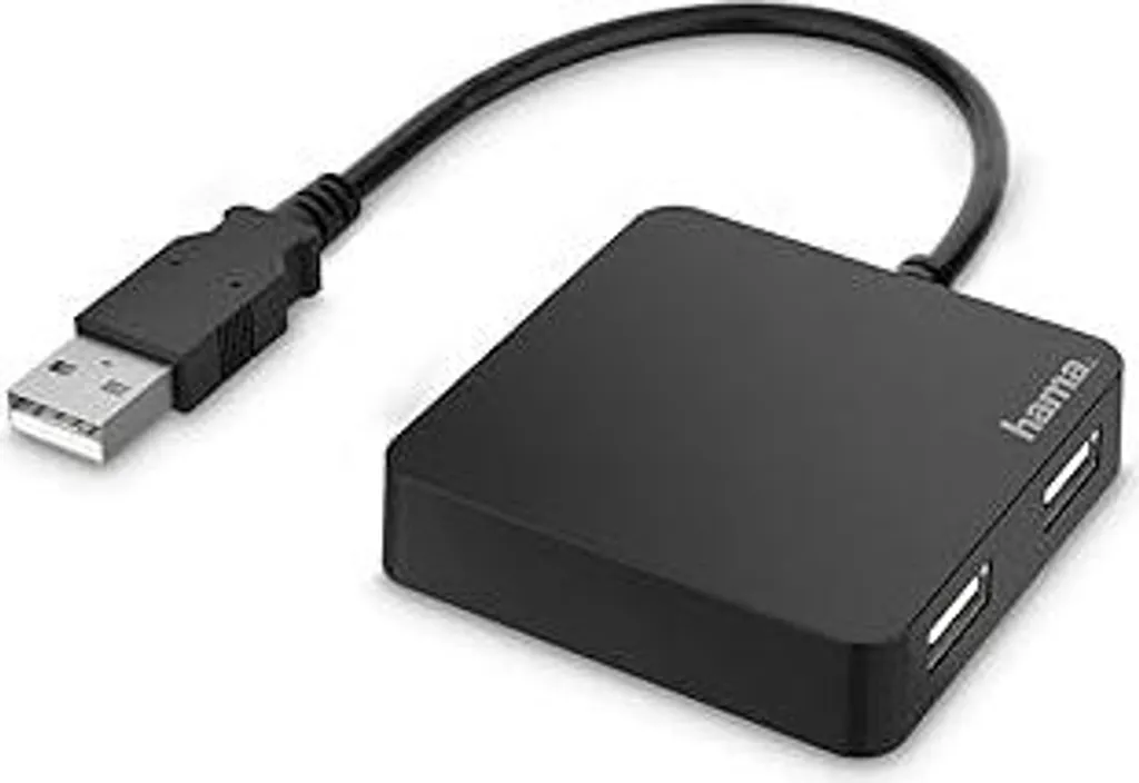 Hama hub USB 2.0, adattatore a 4 porte (hub USB A 4in1, splitter a 4 porte, piccolo e compatto, ampio spazio tra le prese, alimentato dal bus, distributore USB esterno) nero