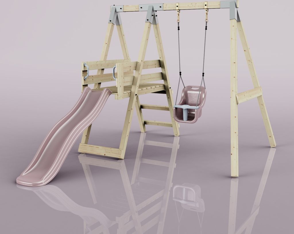 OutdoorToys Schaukel Rotfuchs aus Holz in Rosa Altrosa