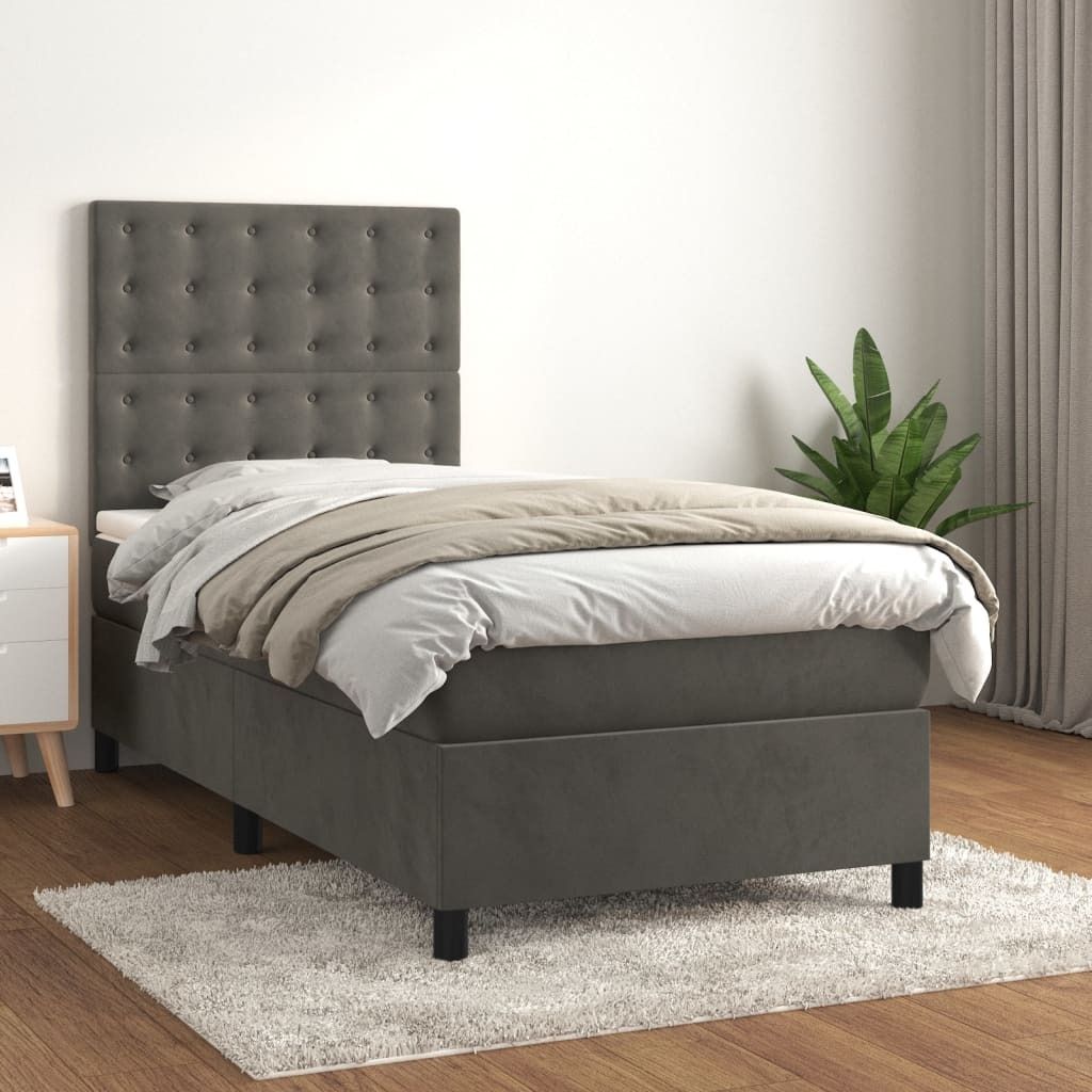 Maison Exclusive - Boxspringbett mit Matratze Dunkelgrau 90x190 cm Samt