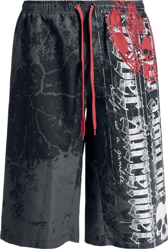 Rock Rebel by EMP Herren graue Badeshorts mit Print L