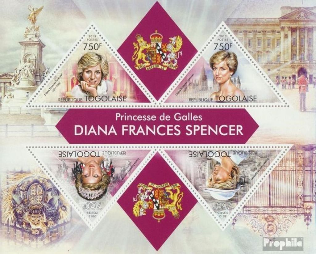 Briefmarken Togo 2013 Mi 5091-5094 Kleinbogen (kompl. Ausgabe) postfrisch Diana Frances Spencer